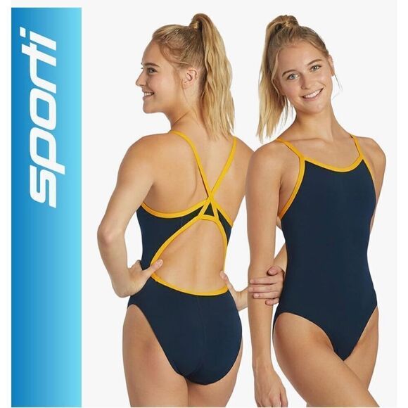 Sporti Thin Strap Athletic One Piece Swimsuits - Hydrolast Technology - Picture 1 of 6
